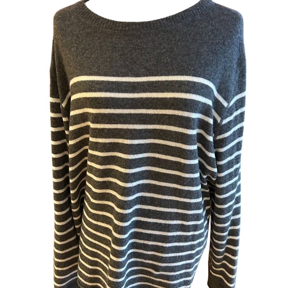 Like New Reformation Striped Cashmere Boyfriend Sweater Size XL Quiet Luxury